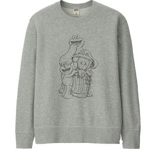 KAWS x Uniqlo x Sesame Street Companion Trash Can Outline Sweatshirt